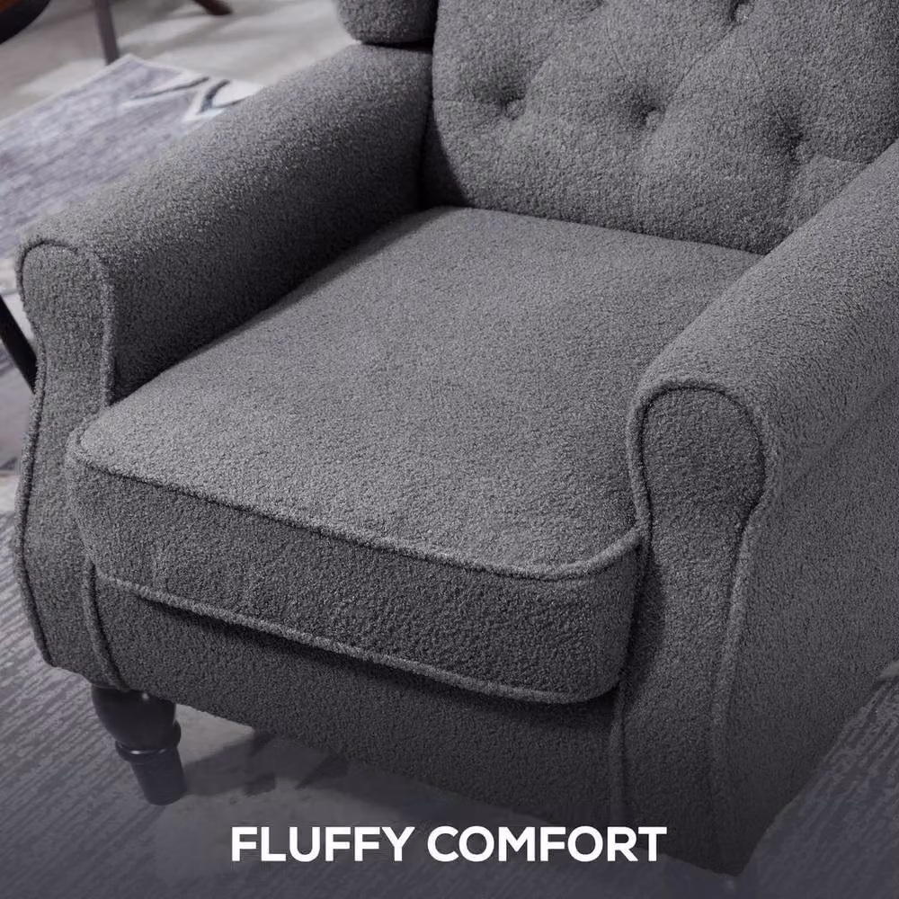PAWNORA Retro Tufted Tub Accent Armchair in Grey – 3