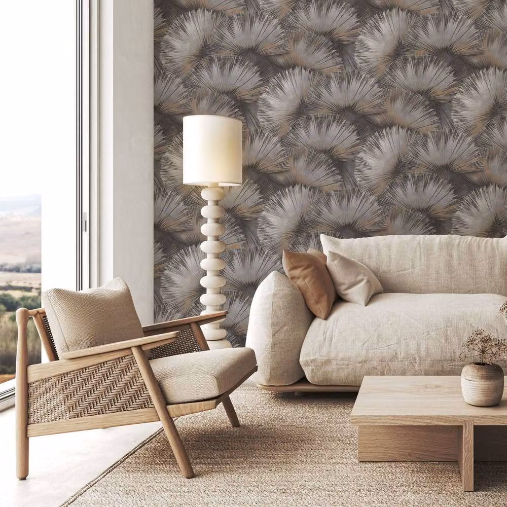Rasch Opulenza Fan Abstract Geometric Vinyl Wallpaper in Grey – 2