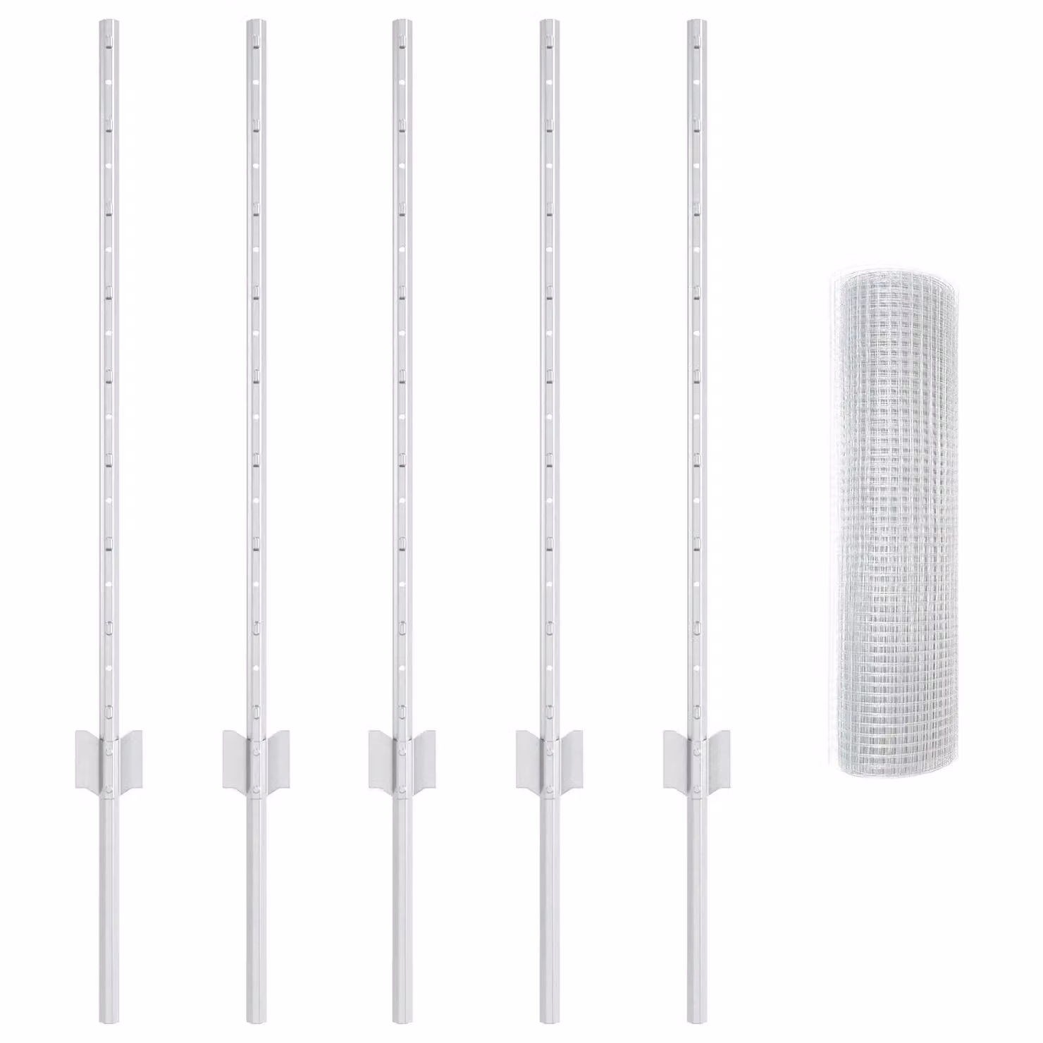 Berkfield Home Galvanised Steel Welded Wire Fence with 5 U-Profile Posts, Silver, W: 10 m, H: 0.8 m – 2