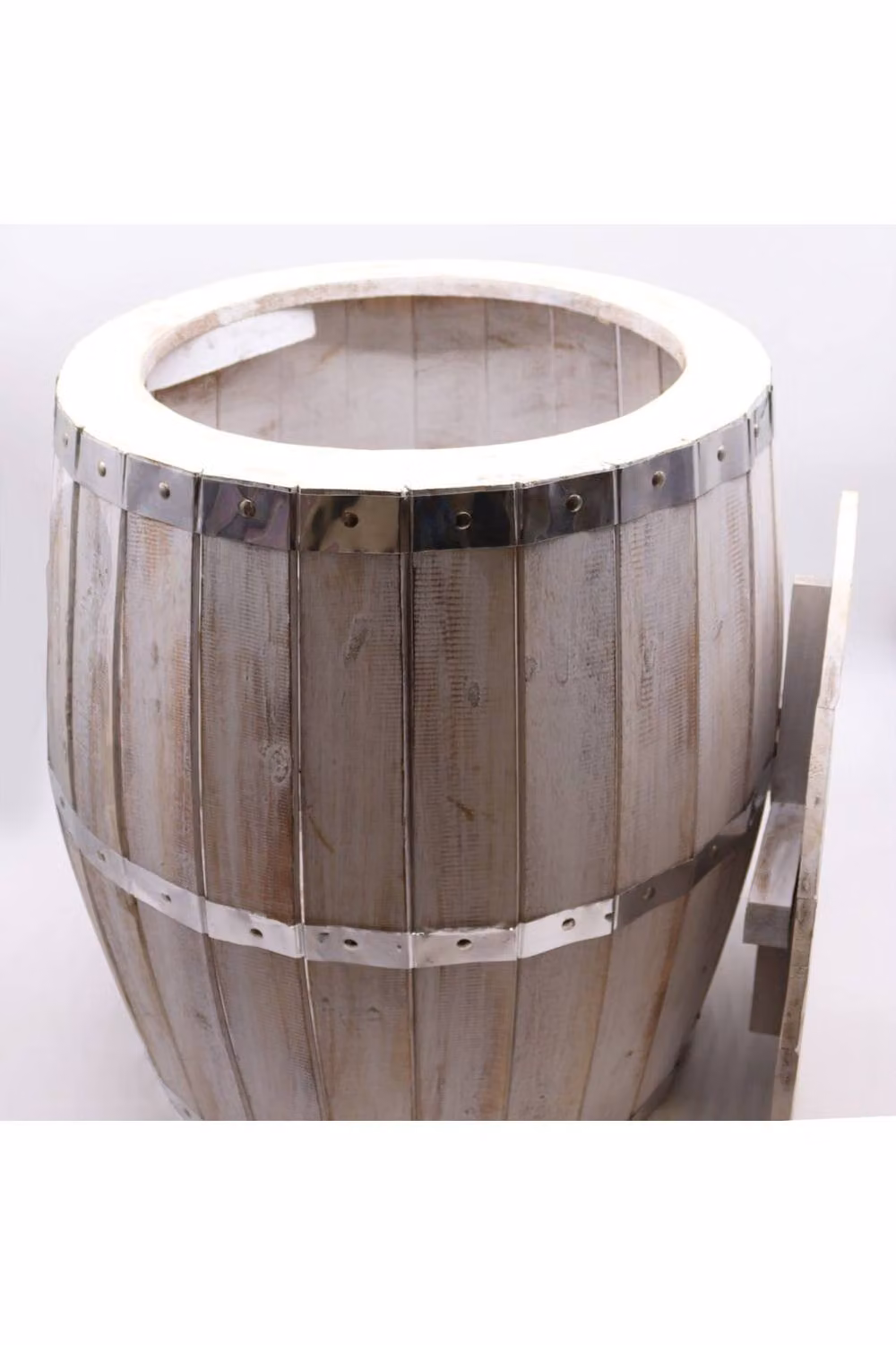 KDMD Whitewash Beer Barrel Coffee and Side Table in White with Lift Mechanism – 2