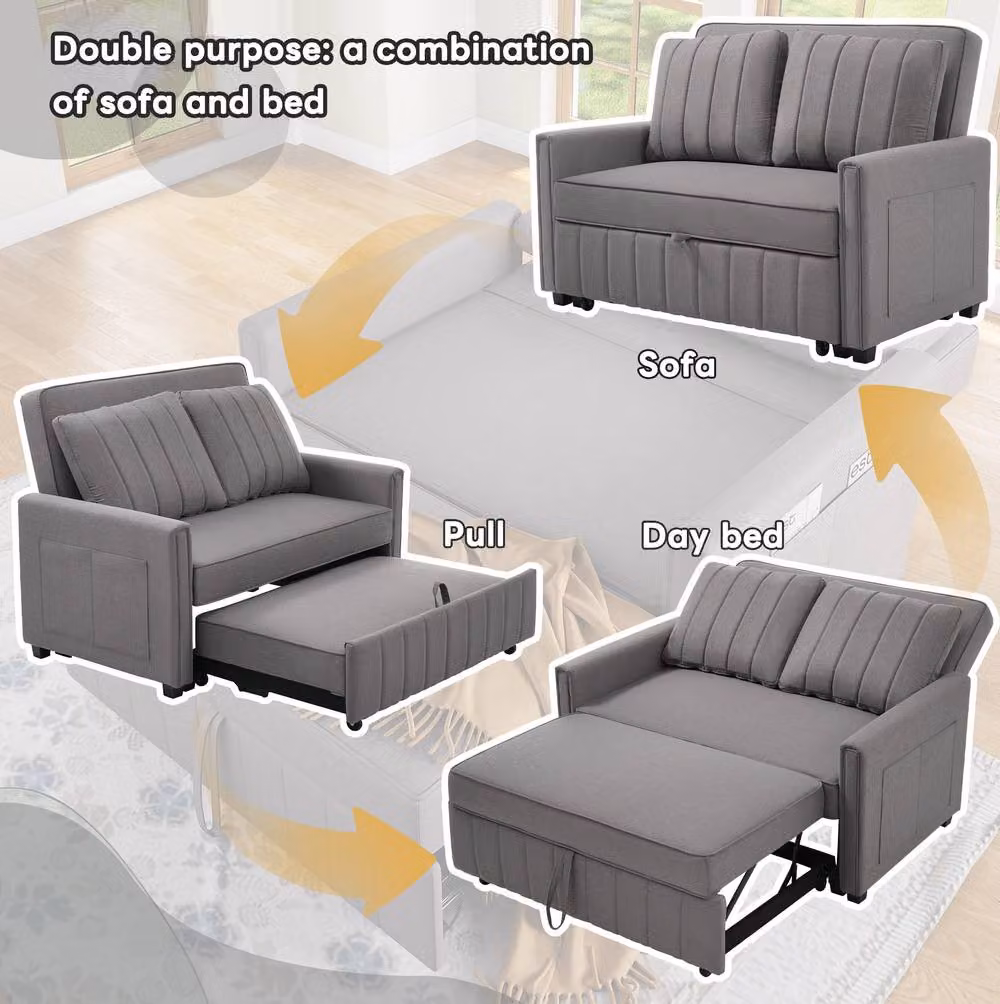 STILVORA Click Clack Sofa Bed with Scatter Cushions in Grey – 3