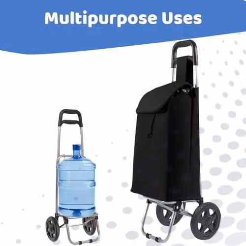 Almineez Black Large Wheeled Shopping Trolley with 24L Foldable Oxford Cloth Bag – 3