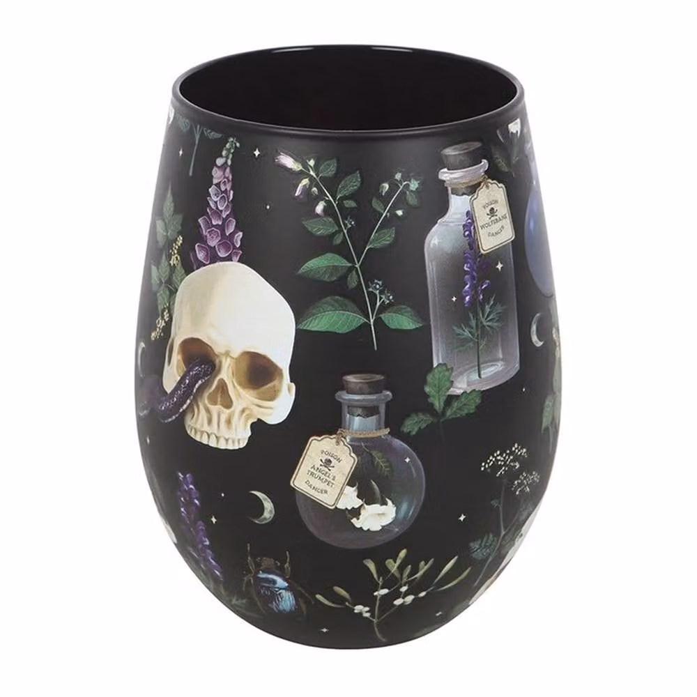 Uniqueful Venom and Vines Print Stemless Glass Tumbler in Black, 550ml – 3