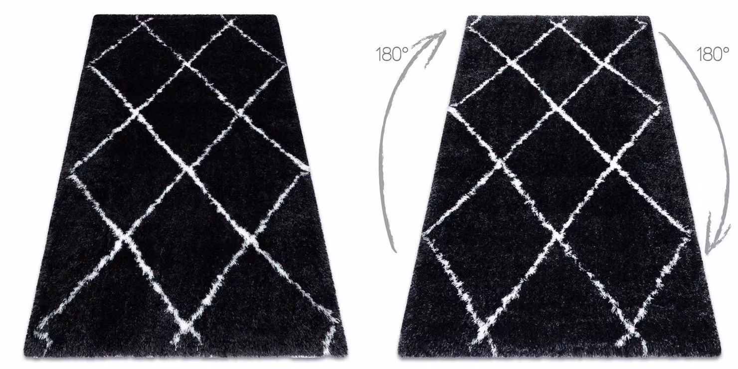 RugsX Fluffy Rectangular Grey and Black Polyester Rug, W: 160 cm, D: 220 cm – 2