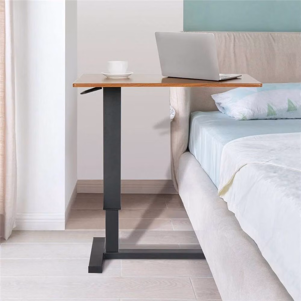 KORVIXA Height Adjustable Rolling Mobile Over Bed Laptop Trolley Desk in Brown, W/D/H: 66.0 x 80.0 x 89.5 cm – 3
