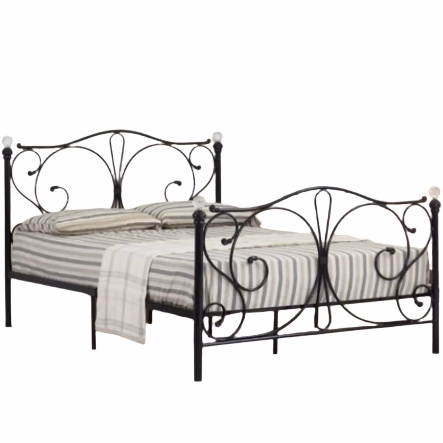 Comfy Living Ltd Metal Crystal Finial Bed Frame in Black, W/D/H: 140 x 200 x 109 cm – 2