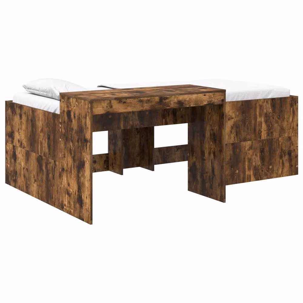 Berkfield Home Kids High Bed Frame with Desk in Smoked Oak Brown, W: 75 cm, L: 190 cm – 2