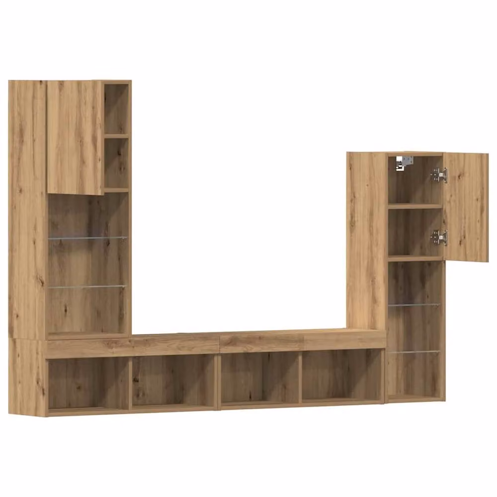 Berkfield Home Artisan Oak TV Cabinet with Integrated LED Lights in Brown, W/D/H: 40.5 x 30 x 102 cm – 3