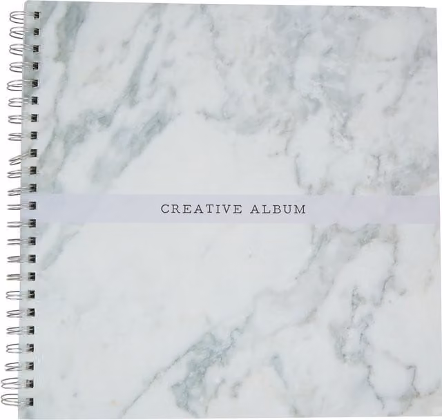Art Studio White Marble Effect Paper Scrapbook, W: 30.48 cm x H: 30.48 cm