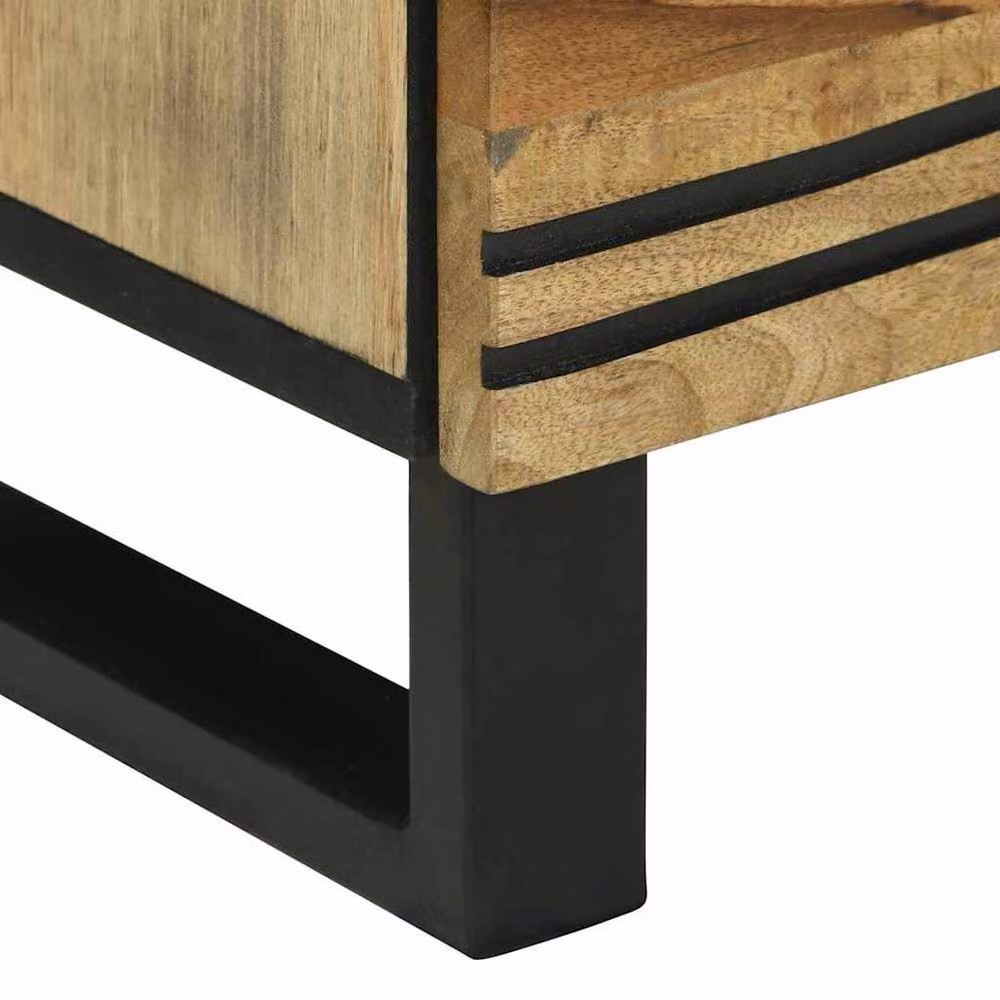 Berkfield Home Modern Bedside Cabinet in Brown Solid Mango Wood, W/D/H: 50 x 33 x 60 cm – 6