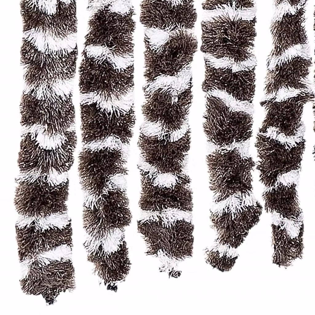 Berkfield Home Chenille Fly Curtain in Brown and White, W/H: 90 x 200 cm – 5