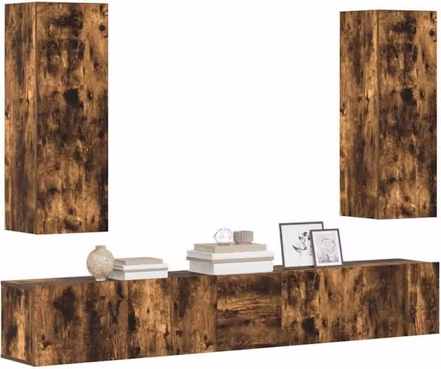 Berkfield Home Classic 5 Piece TV Cabinet Set in Smoked Oak Brown Engineered Wood – 1