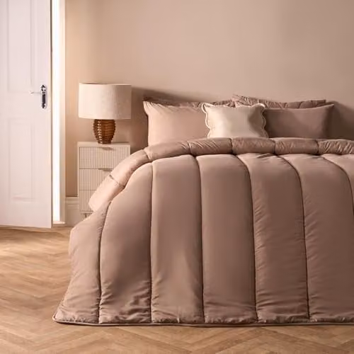 OHS King Size 10.5 Tog Coverless Duvet and Pillowcase Set in Sand Beige