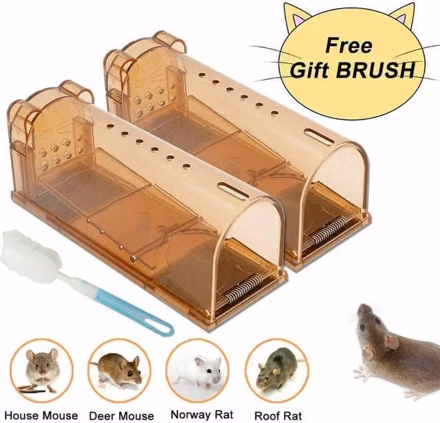SPETLEK Humane Live Catch Mouse Traps, 2 Pack, Brown – 1
