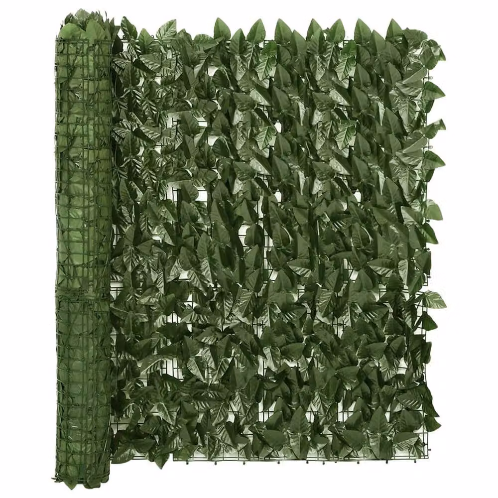 Berkfield Home Semi-Transparent Artificial Hedge Balcony Screen with Dark Green Leaves, W: 200 cm, H: 100 cm – 2