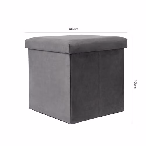OHS Cube Storage Ottoman in Matt Grey Velvet, W/D/H: 40 x 40 x 40 cm – 2