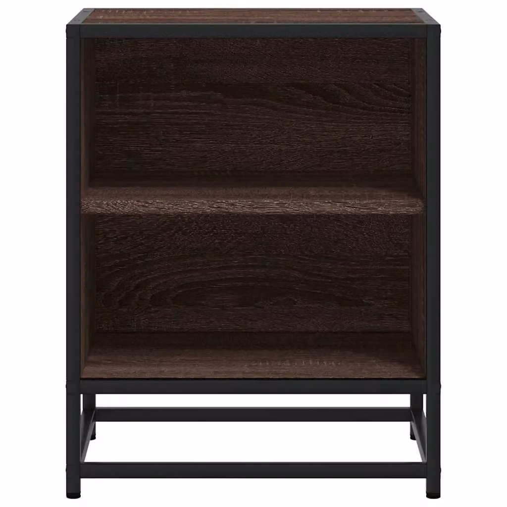 Berkfield Home Set of 2 Brown Oak Bedside Cabinets in Engineered Wood and Metal, W: 40 cm, D: 31 cm, H: 50 cm – 4