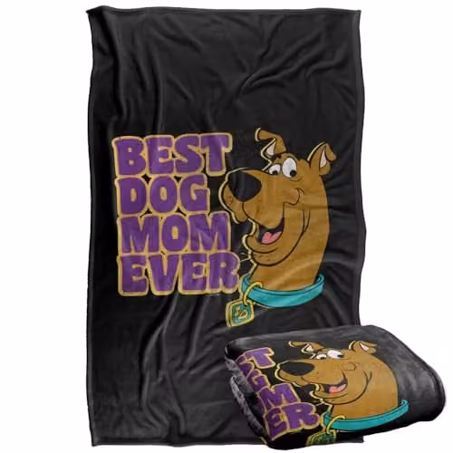 Warner Bros. Scooby Doo Best Dog Mom Ever Super Soft Microfibre Throw Blanket, Multicolour