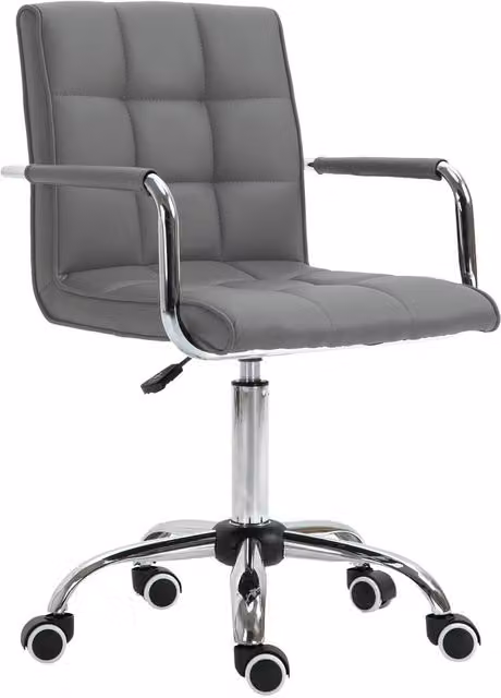 Rolipo Grey PU Leather Swivel Vanity Office Chair with Adjustable Height