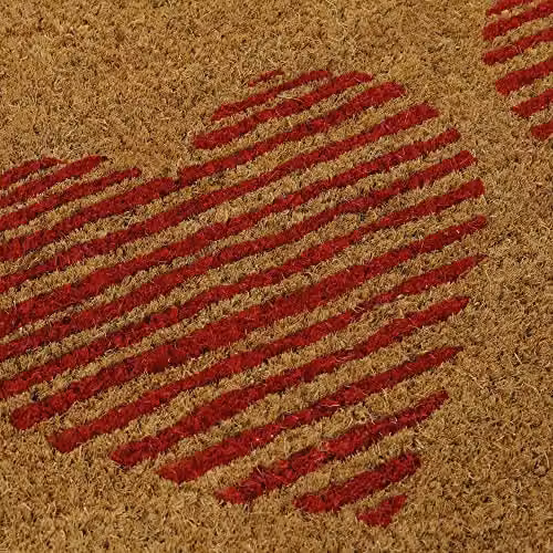 JVL Eco-Friendly Coir Door Mat, Three Hearts, Brown/Beige, W: 45 cm, D: 75 cm, H: 1.5 cm – 4
