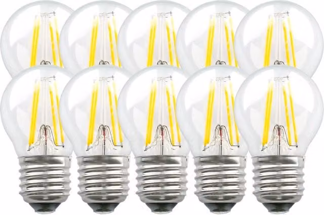 Harper Living 5W E27 LED Golf Ball Bulb, Cool White, Transparent, Dimmable, Pack of 10