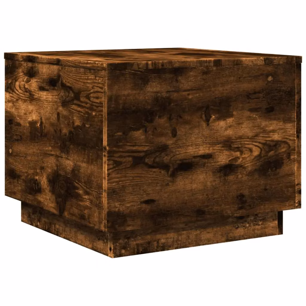 Berkfield Home Modern Square Coffee Table with LED Lights in Smoked Oak Brown, W/D/H: 50 x 50 x 40 cm – 3
