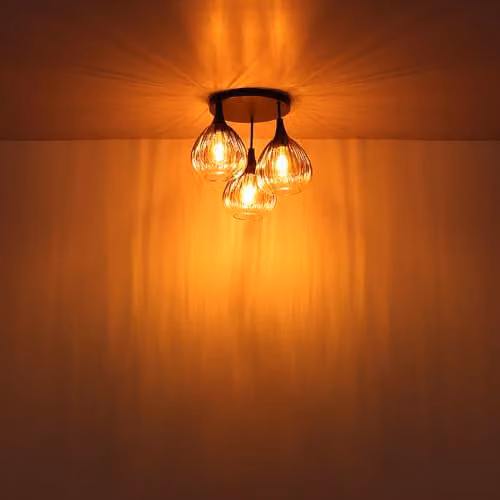 Netlighting Globo Lighting Modern Round Ceiling Light with 3 Transparent Glass Shades in Black, Diameter: 44 cm – 4