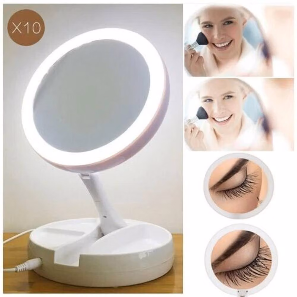 SPETLEK Double-sided Folding Make Up Mirror in White – 2