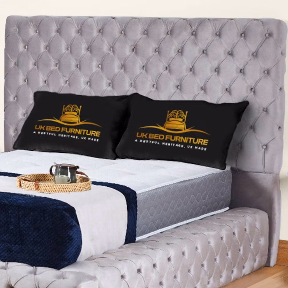 UK Bed Furniture Ambassador Ottoman Gas Lift Upholstered Velvet Bed in Silver, W/D/H: 90 x 190 cm – 2
