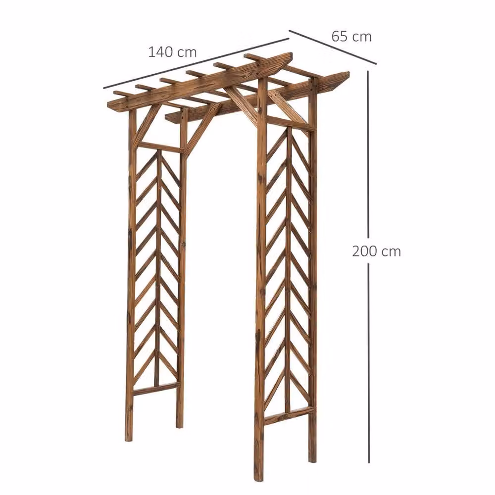 VOGREX Wooden Garden Arbor and Trellis Arch in Brown, H 200 x W 140 x D 65 cm – 2