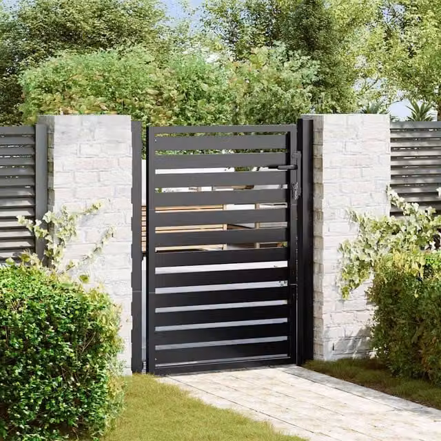 Berkfield Home Lockable Aluminium Garden Gate in Black, W: 100 cm, H: 120 cm