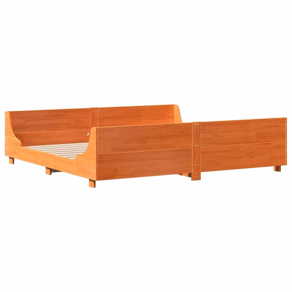 Berkfield Home Super King Solid Wood Pine Bed Frame, Brown Waxed, W/D/H: 180 x 200 cm – 3