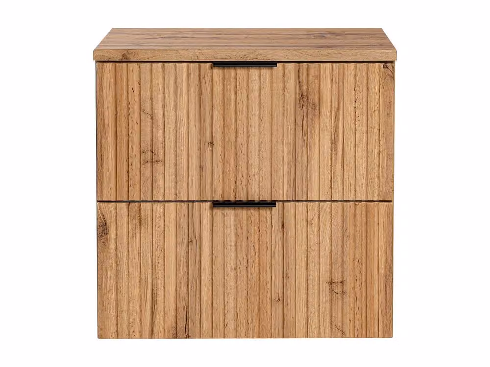 Vente-unique Striped Wall-Hung Vanity Unit with Shelf in Light Oak, W60 x D46 x H57 cm – 2