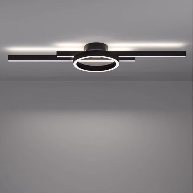 Eglo Amandolo Flush LED Ceiling Light, Dimmable RGBW Modern Round Fitting in Black