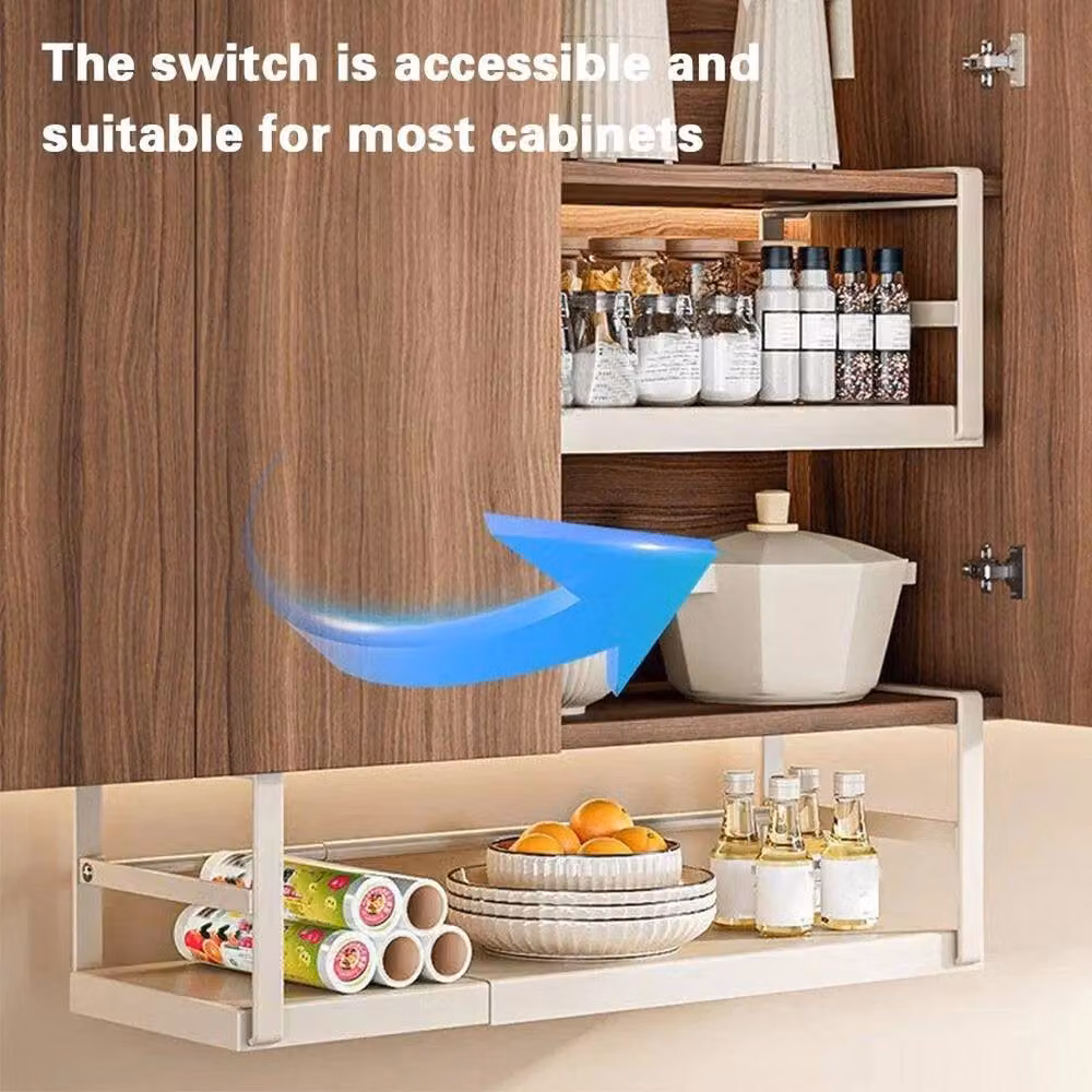 NESTLUNE Adjustable Under Shelf Storage Basket, Extendable, White, W: 100 cm, D: 15 cm, H: 19 cm – 2