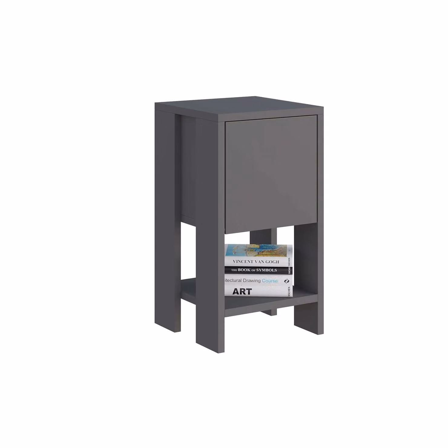 Decortie Ema Compact 1-Drawer Bedside Cabinet in Anthracite Grey and Dark Brown, W: 30 cm, H: 54.8 cm – 2