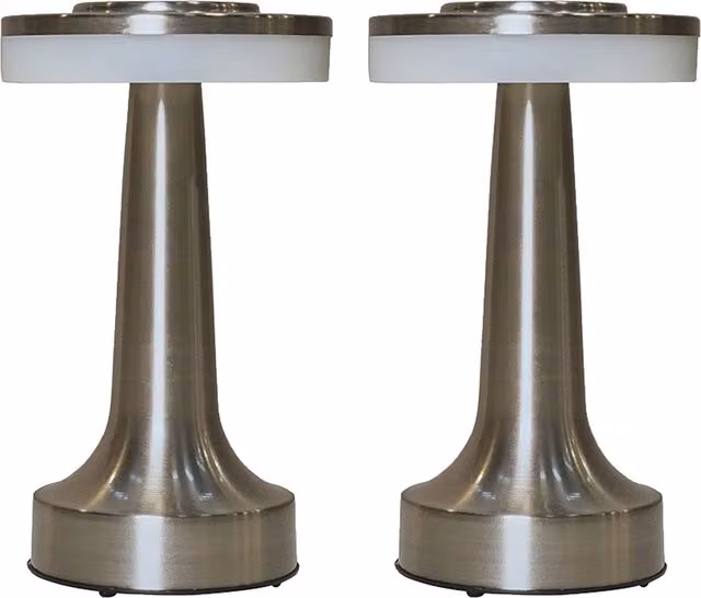 ValueLights Talence Outdoor Table Lamps, Set of 2, Silver