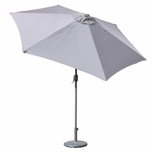 GardenKraft 2.7m Outdoor Garden Parasol with Tilt and Crank Mechanism in Grey Polyester and Steel – 1
