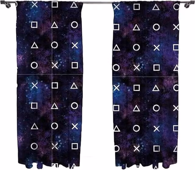 Playstation Nebula Multicoloured Blackout Fabric Panel Curtains