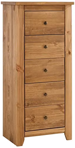 LPD Furniture Havana 5-Drawer Chest in Brown Pine, W/D/H: 54 x 14 x 120 cm – 2