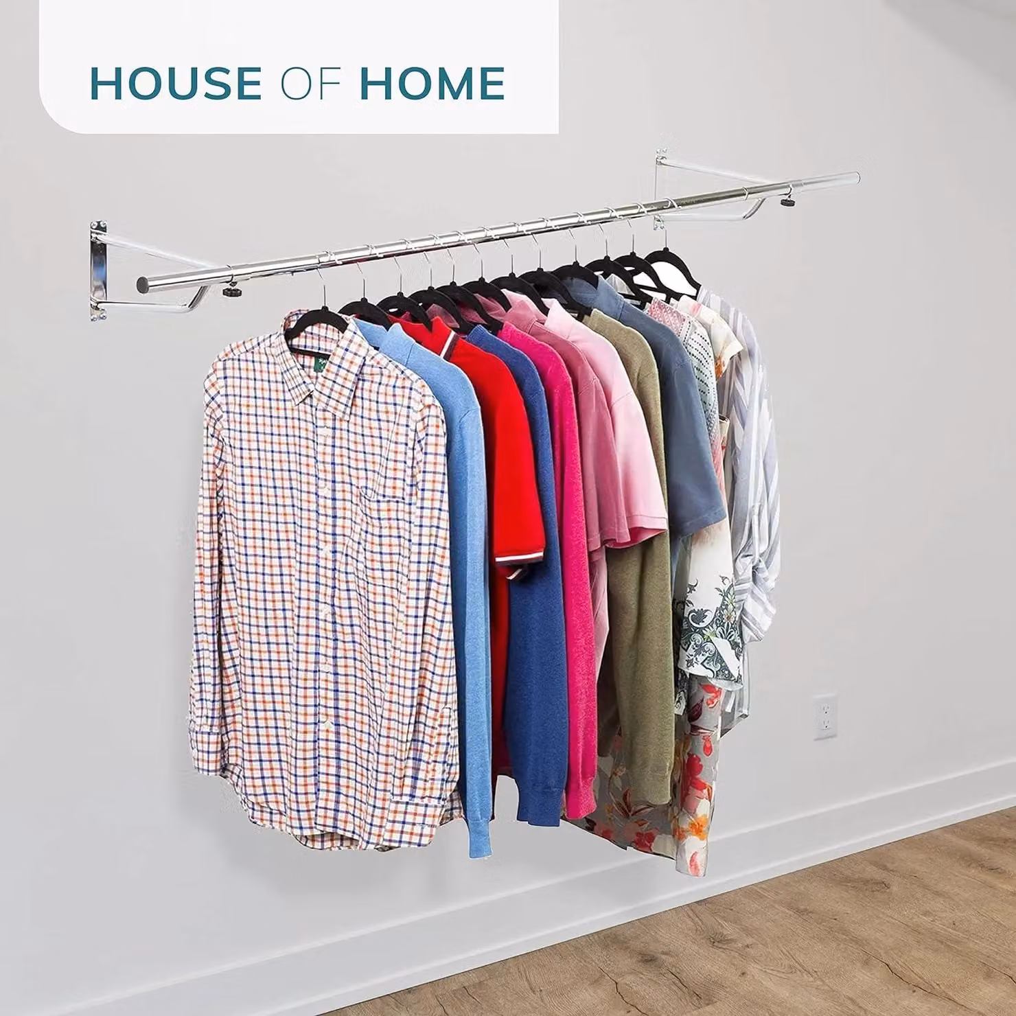 House of Home Black Wall Mounted Metal Clothes Rail, Width: 121.92 cm – 3