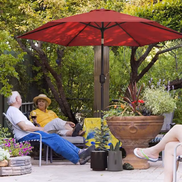 Outsunny 2.6m Garden Parasol Umbrella with Aluminium Pole and Tilt Function in Wine Red