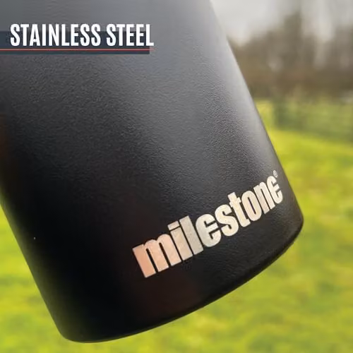 Milestone Camping 53009 Double Walled Insulated Stainless Steel Flask with Tea Strainer, Black, 1.2 l – 7