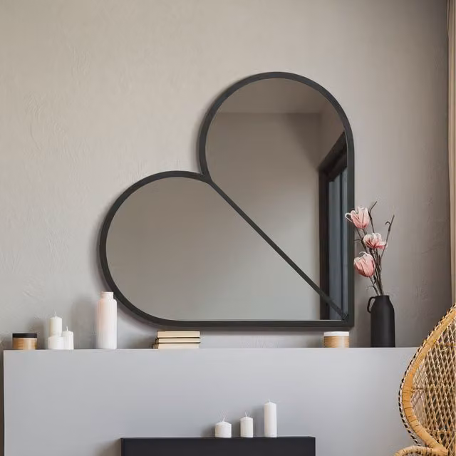 MirrorOutlet Corde Modern Metal Wall Mirror in Black