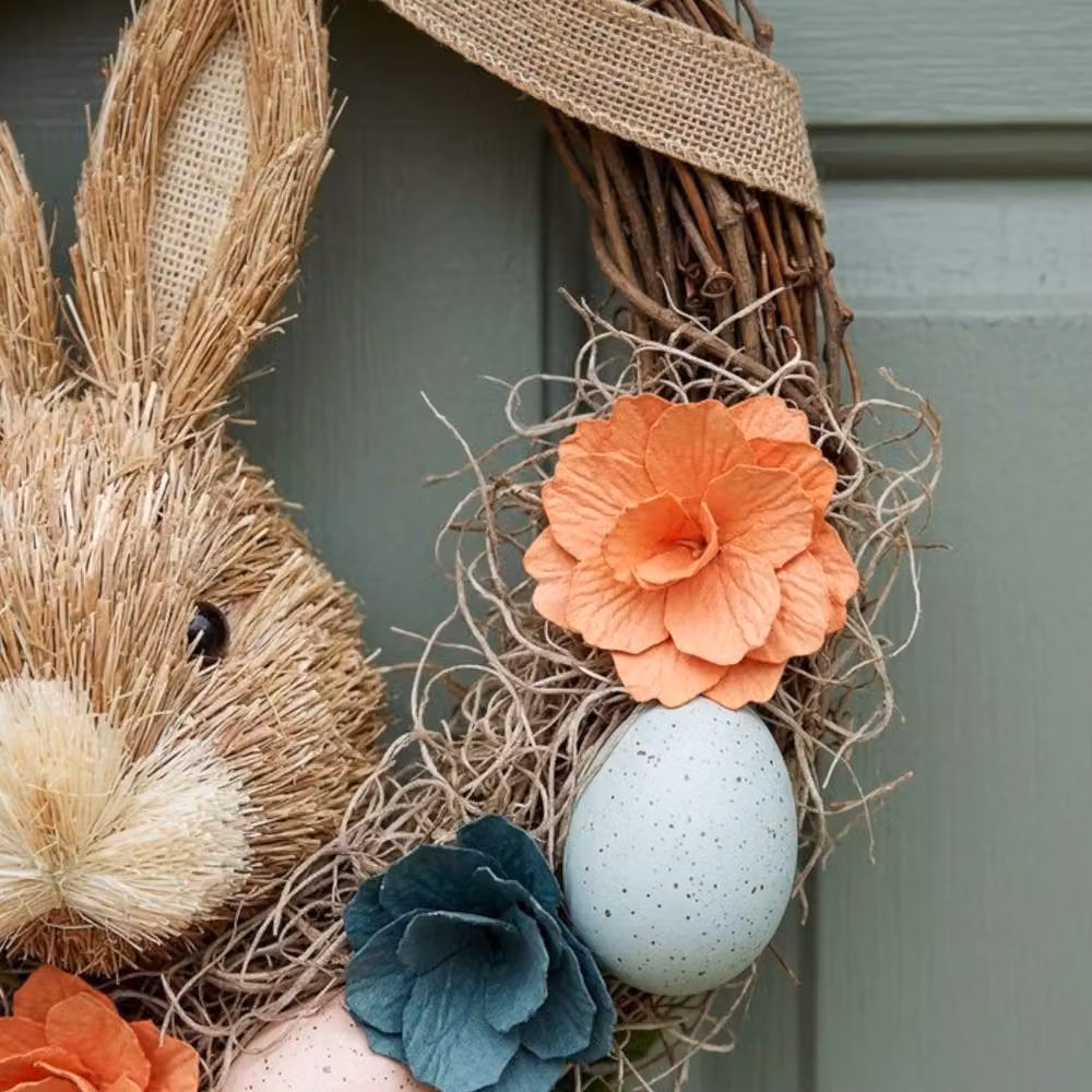 Garden Greatness Easter Half Wreath with Rabbit and Multicolour Flowers – 2