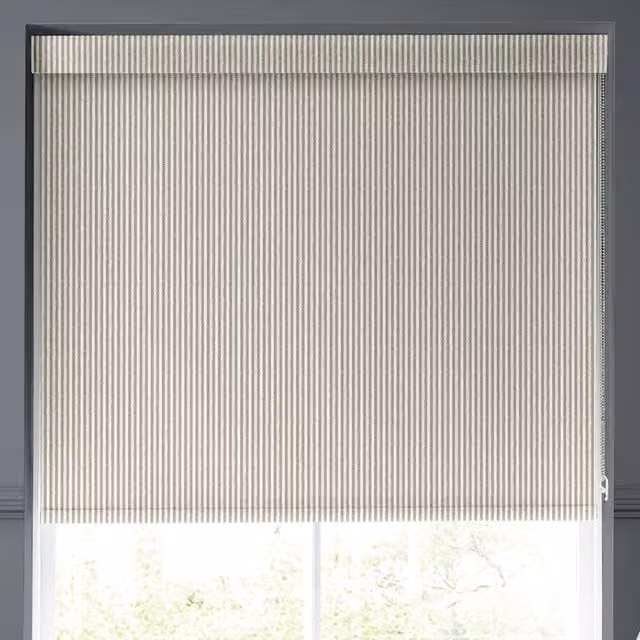 Emily Bond Oscar Stripe Made to Measure Blackout Roller Blind in Grey