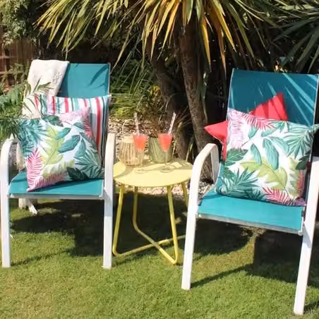 Peggy Wilkins Floral Square Outdoor Cushion in Pink and Green, W/D/H: 45 x 45 x 45 cm – 4