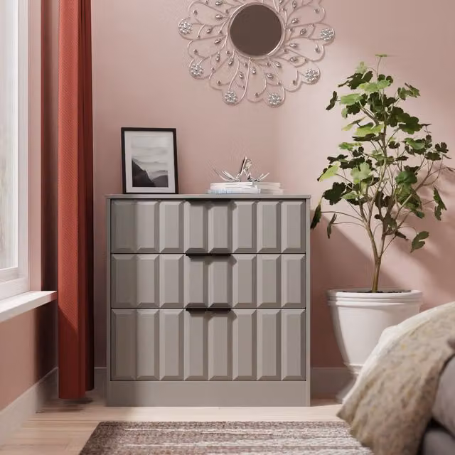 Ready Assembled 2 U Seattle 3 Drawer Deep Chest in Grey