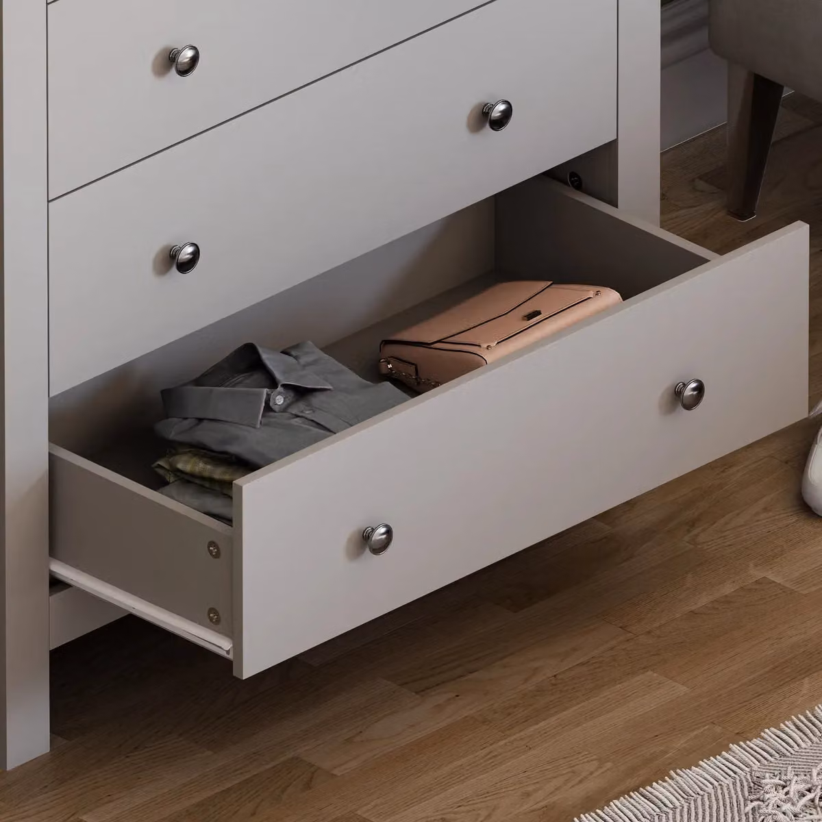 Vida Designs Arlington 3+2 Drawer Chest of Drawers in Grey – 4