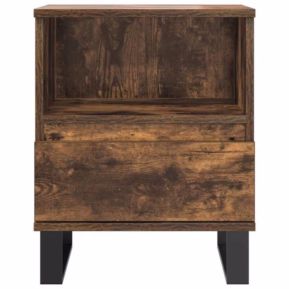 Berkfield Home Modern Bedside Cabinet in Smoked Oak Brown, W/D/H: 40 x 35 x 50 cm – 3